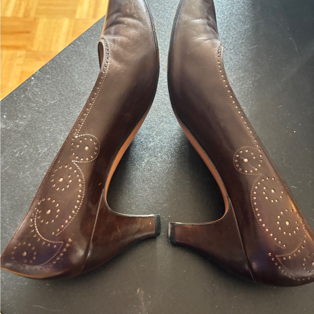 Salvatore Ferragamo Dark Brown Leather Heels - Picture 4 of 4